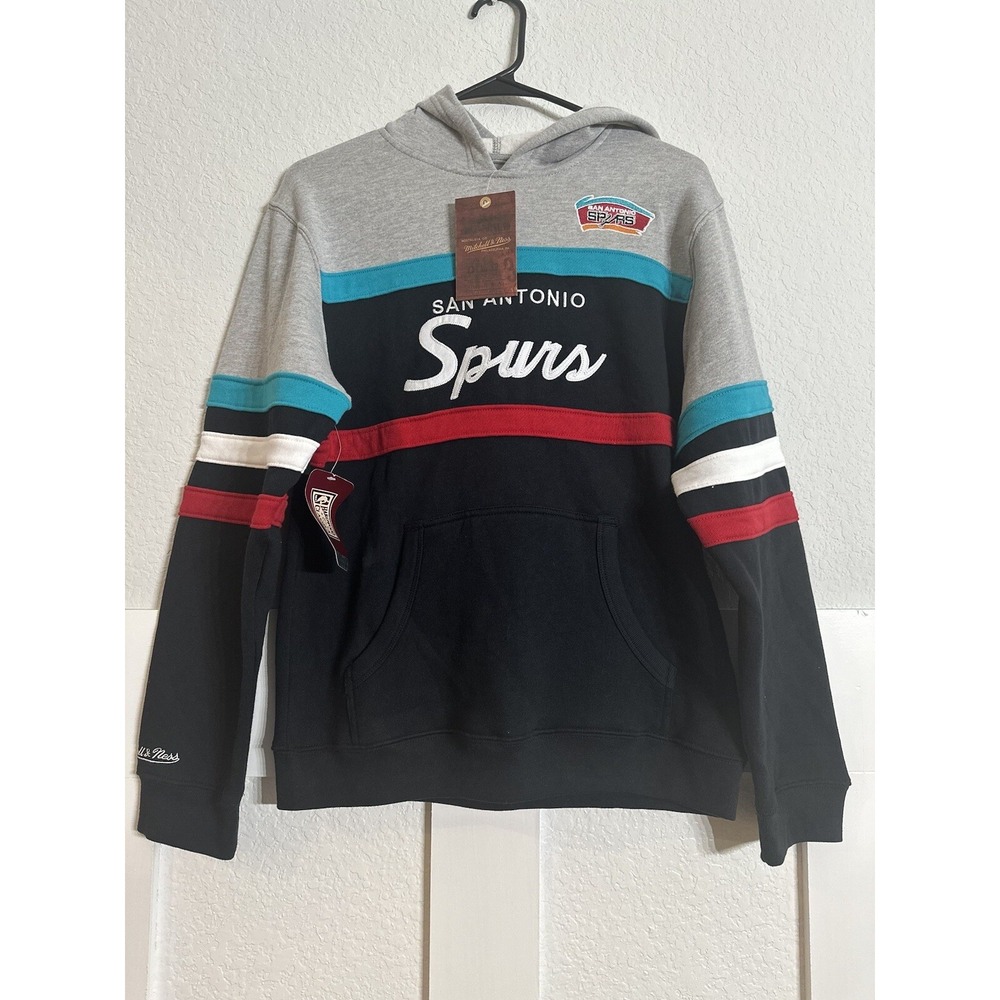 San Antonio Spurs Retro Mitchell & Ness NBA Head Coach Hoodie Size Youth L 14 16